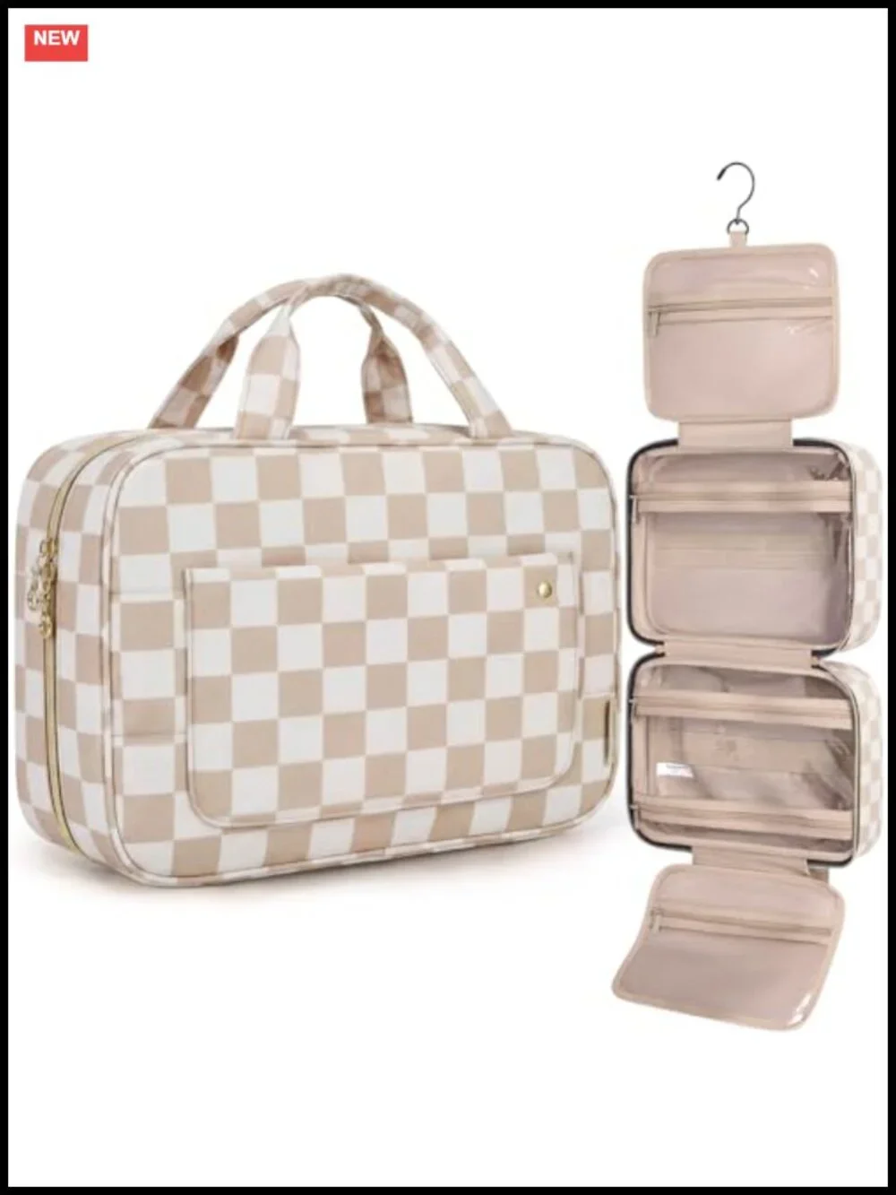Hanging Toiletry Bag Travel Organizer with Hook, Water-Resistant Polyester,